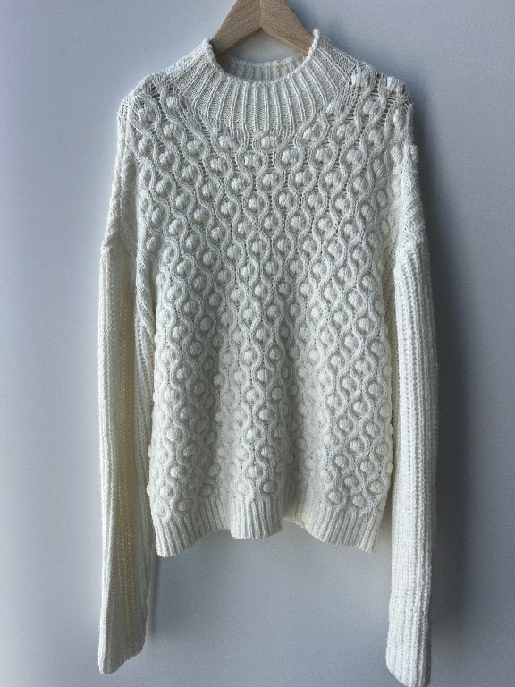 Dot Jacquard pulóver kötött személyzet nyak pulóver nők