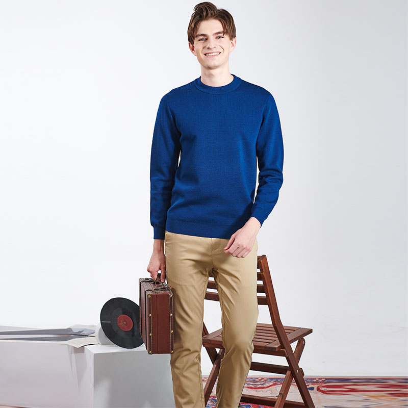 Férfi Mock Neck Pullover Pulóver